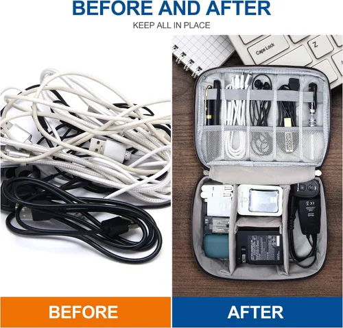 Miniatura 3 de VOCUS Organizador de Electrónica para Viaje Organizador de Cables de Viaje Bolsa para Accesorios Electrónicos, Estuche Portátil de Gran