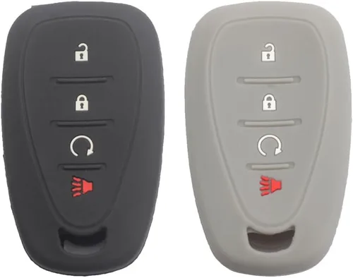 2 piezas Funda de silicona protectora para llave inteligente de 4 botones Compatible con Chevy Chevrolet Blazer Bolt Equinox Traverse Trax Gris negro