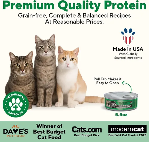 Miniatura 2 de Dave's Pet Food Alimento húmedo sin granos para gatos (95% paté de hígado de pollo y pollo), hecho en Canadá, alimento enlatado naturalmente