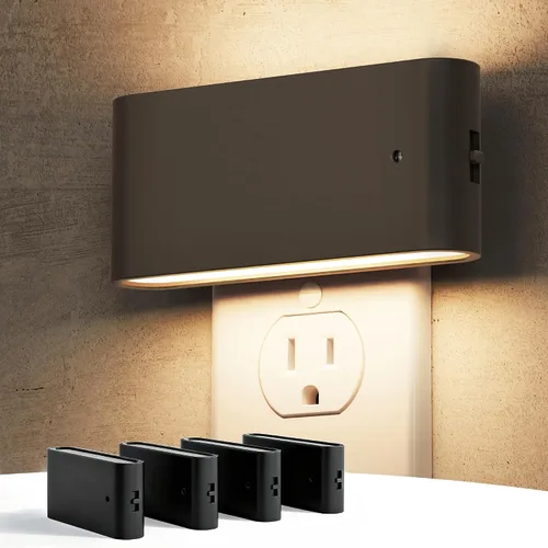 Miniatura 18 de L LOHAS LED - Luz nocturna LED, paquete de 2 luces nocturnas LED modernas enchufables en la pared con sensor de atardecer a amanecer, 0-100LM