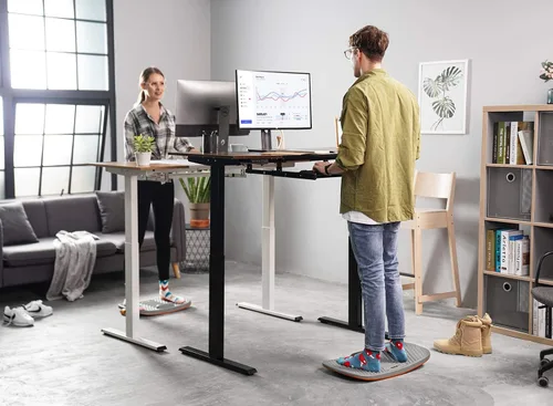 Miniatura 2 de Fezibo Alfombrilla de escritorio de pie con barra antifatiga, tabla de equilibrio de madera con diseño ergonómico y cómodo tapete de estabilidad