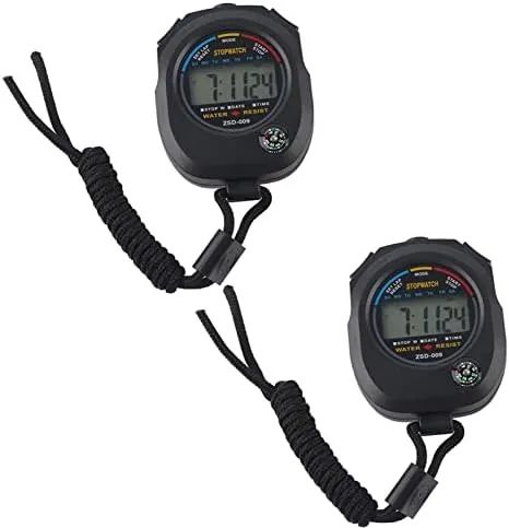 Miniatura 4 de Cronómetro digital LCD, paquete de 2, temporizador deportivo con calendario y pantalla de alarma para carreras, correr, nadar