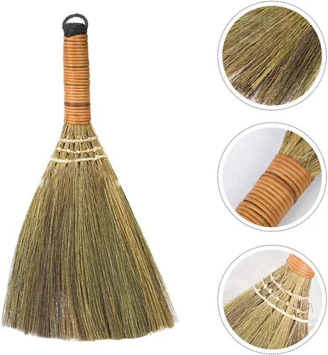 Miniatura 3 de LIFKOME Escoba de hierba para interiores, escoba de mango tailandés, herramienta de limpieza de barrido, escoba asiática hecha a mano para el hogar