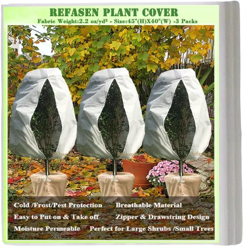 Cubiertas para plantas, protección contra congelación, 3 paquetes de 45 pulgadas de alto x 40 pulgadas de ancho, mantas heladas para plantas al aire