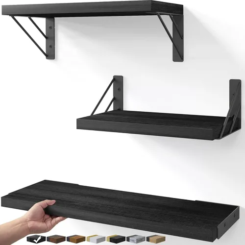 BAYKA Estantes flotantes montados en la pared, estante de pared flotante de madera para libros y decoración, exhibición y organizador que ahorra