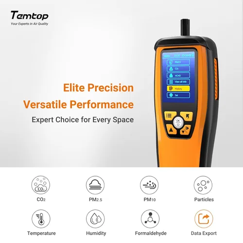Miniatura 3 de Temtop Monitor de calidad del aire Detector de CO2 profesional Dióxido de carbono PM2.5 PM10 formaldehído Monitor de temperatura y humedad