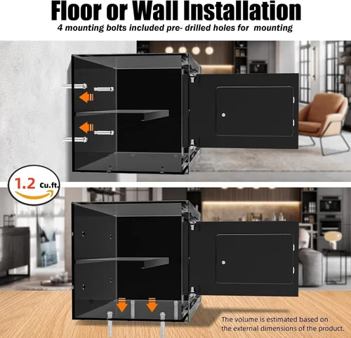 Miniatura 5 de [1.2 pies cúbicos] Caja de seguridad PATRON con llave, seguridad digital para el hogar, cajas fuertes de gabinete para documentos en efectivo, cajas