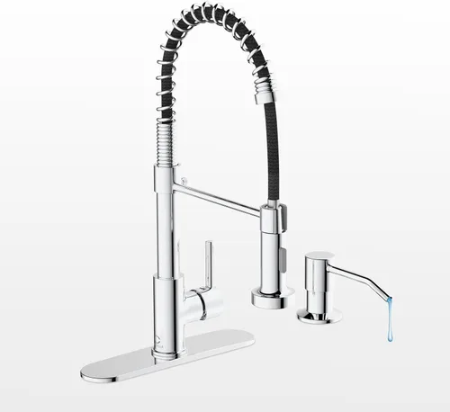 Miniatura 14 de Grifo de cocina, grifos de fregadero de cocina comercial con rociador extraíble, grifos de acero inoxidable para fregaderos de cocina, cabezal
