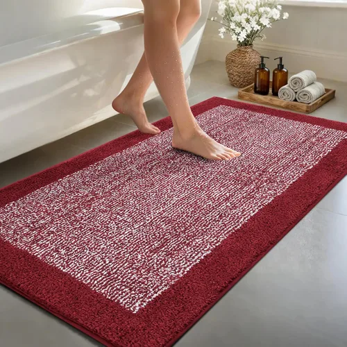 Miniatura 33 de Alfombras de baño de 17 x 24 pulgadas, antideslizantes, lavables, color gris, para bañera, tapete de baño para baño, tapete suave y absorbente