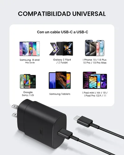 Miniatura 7 de AISNI Cargador USB C, paquete de 2 cargadores tipo C de 25 W, carga rápida con cable de carga USBC de 6 pies, carga de teléfono Android para Galaxy