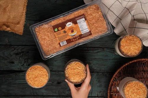 Miniatura 7 de GOURMO Kadayif al horno triturado 200g (7.1 oz), Masa de fillo triturada Kataifi asada para relleno de chocolate Dubai, Kunafa, Knafeh
