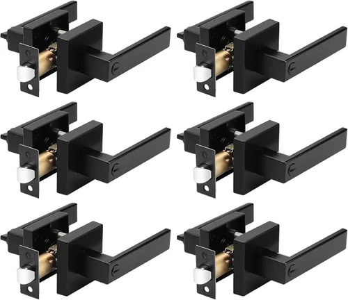Priobrico - Manija de puerta interior de bronce aceitado con cerradura, manijas de puerta de privacidad para dormitorio, perillas modernas de puerta