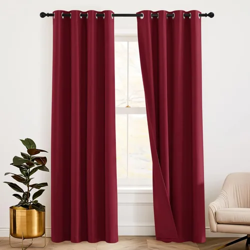 Miniatura 45 de RYB HOME 3 en 1 insonorizadas - oscurecedoras - cortinas de lino con aislamiento, cortinas de ahorro de energía con bloqueo de ruido para Lino blanco