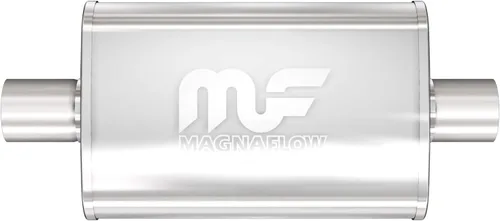 MagnaFlow Silenciador de escape de rendimiento 11214: entrada/salida de 2"/2", ovalado de 4x9x14", acero inoxidable, acabado satinado
