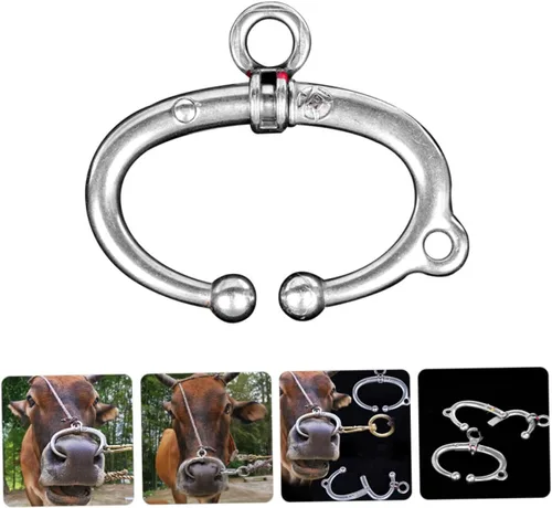 Miniatura 7 de GANAZONO Anillo de nariz de ganado de vaca con alicates de nariz de resorte, anillo de acero inoxidable para manejo de ganado, suministros de 3.14 x