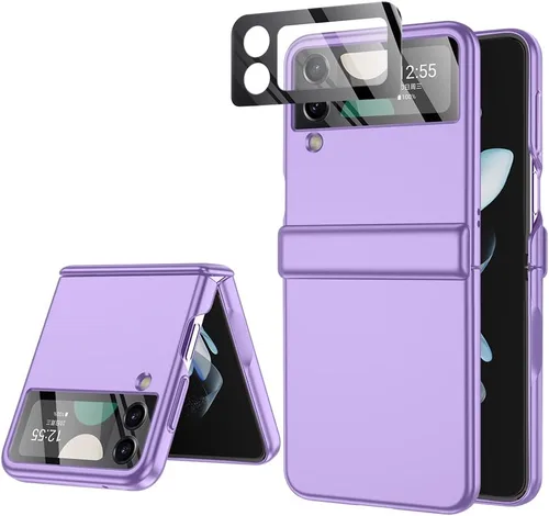 Funda para Samsung Z Flip 4: [Protección completa de bisagra] Funda delgada para teléfono con protección de pantalla incorporada, protección de