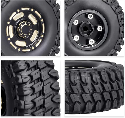 Miniatura 8 de HobbyPark Ruedas y neumáticos Beadlock de latón 1.0 para piezas de actualización TRX4M 1/18 SCX24 1/24 RC 1/18, juego de 4 (Tipo D)