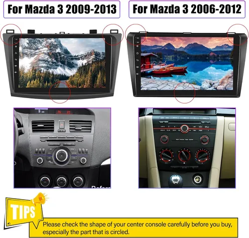 Miniatura 3 de Radio estéreo de coche para Mazda 3 2009 2010 2011 2012 2013, Android 15 2G+64G Carplay inalámbrico Android Auto, 9 pulgadas pantalla táctil coche