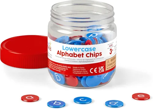 hand2mind Chips del alfabeto en minúsculas, letras de aprendizaje para ortografía para niños pequeños, aprender a deletrear para niños, herramientas