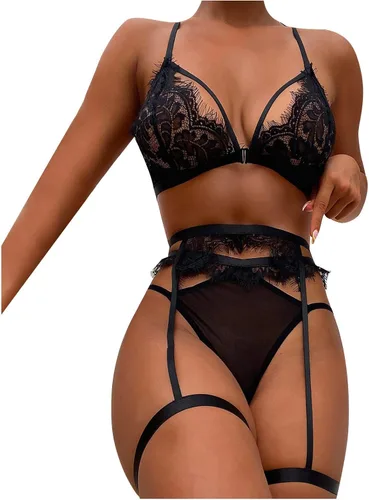 Miniatura 3 de Ropa de dormir larga y cálida Bustier Ropa interior de peluche de talla grande para mujer ropa interior térmica sexy de encaje para mujer