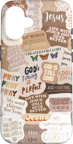 Miniatura 32 de Funda estética para iPhone 17 con frases positivas con versículos bíblicos cristianos