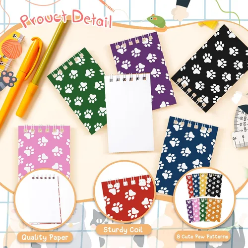 Miniatura 3 de Weecent 24 mini cuadernos con diseño de pata de perro, recuerdos de fiesta para niños, cachorros, bloc de notas de animales, cuadernos de bolsillo