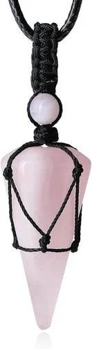 Miniatura 12 de XIANNVXI Collar puntiagudo con piedra de cristal curativo, cuerda negra ajustable, collar con colgante de piedras preciosas naturales, joyería