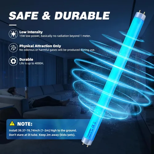 Miniatura 2 de COOSPIDER T8 F1515W U/V BL CFL - Bombilla compacta, tubo recto de repuesto para zapper eléctrico interior de 30 W, tubo de luz azul de 18 pulgadas