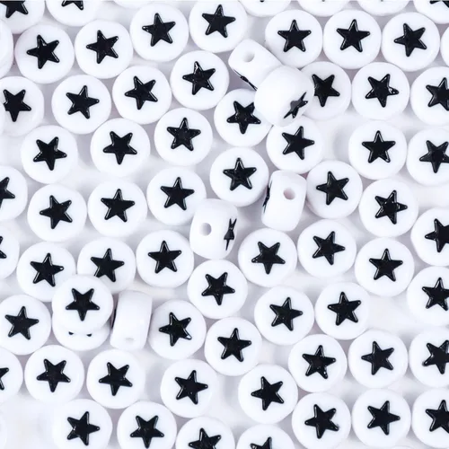 Miniatura 9 de 1400 cuentas redondas blancas y negras para pulseras, cuentas digitales de símbolo matemático del 0 al 9, juego de cuentas acrílicas de número