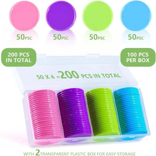 Miniatura 3 de SenseYo 200 fichas de póquer de plástico de 1.45 pulgadas con caja de almacenamiento para niños, contador de cartas, contador de cartas