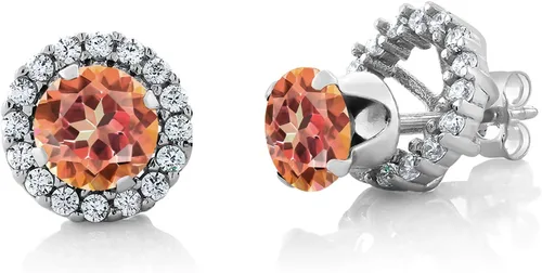 Miniatura 167 de Gem Stone King Aretes redondos de plata de ley 925 de 0.236 in con piedra natal extraíble para mujer