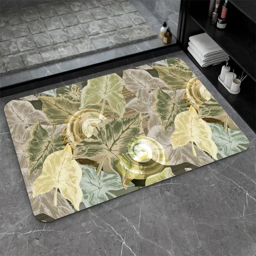 Miniatura 29 de Tapete de baño de tierra de diatomeas, arte abstracto, sol dorado, antideslizante, volumen súper absorbente, de secado rápido para baño, cocina