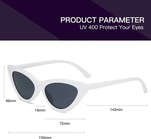 Miniatura 2 de Lentes de sol retro para mujer, con marco de plástico y diseño con estilo ojo de gato YOSHYA