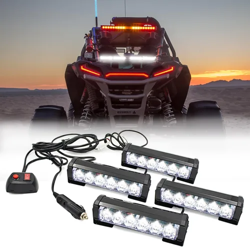 Miniatura 18 de 2 x 6 LED con 9 modos de advertencia para el tráfico - Luces estroboscópicas impermeables para auto, para interior, techo, salpicaderas, parabrisas