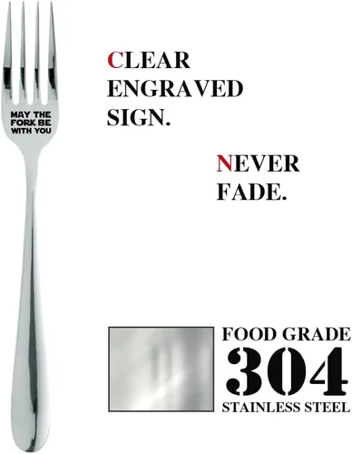 Miniatura 3 de May The Fork Be With You, divertido tenedor de postre de acero inoxidable grabado con caja de regalo