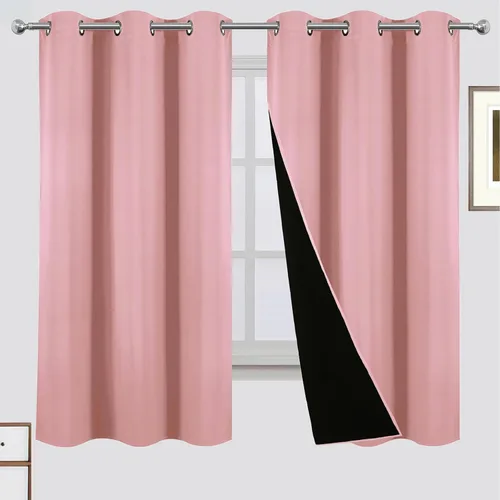 Miniatura 21 de LEMOMO Cortinas 100% opacas de 52 x 95 pulgadas, 2 paneles de oscurecimiento con aislamiento térmico para dormitorio Negro
