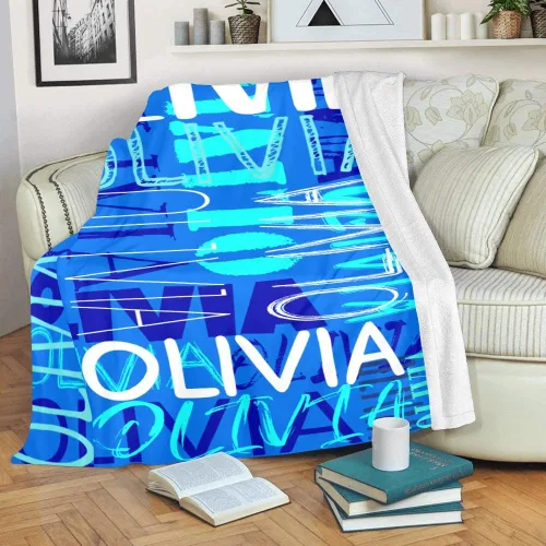 Miniatura 3 de Manta personalizada con nombre, regalos personalizados para mujeres, hombres, niños, bebés, niños y niñas (azul fluorescente, 40 x 50 pulgadas)