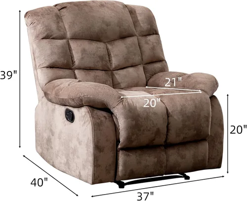 Miniatura 2 de CANMOV Silla reclinable manual, sofá reclinable individual con respaldo y reposabrazos sobrerelleno para sala de estar, muebles de dormitorio