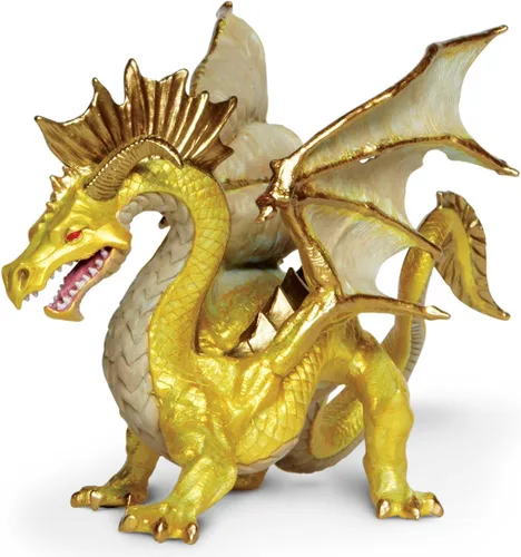 Safari Ltd. Figura de dragón dorado – Figura detallada de 6.75 pulgadas – Divertido juguete educativo de fantasía para niños, niñas y niños a partir