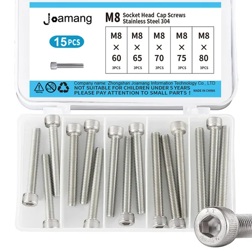 Miniatura 16 de Tornillos de cabeza de botón M8 x 0.472 in, 0.630 in, 0.709 in, 0.787 in, 0.984 in, acero inoxidable 304, unidad hexagonal Allen métrica, acabado