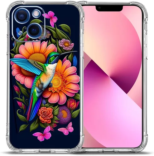 Miniatura 23 de Funda para iPhone 13 Pro Max, protección contra caídas de flores de mariposa azul, rosa, a prueba de golpes, carcasa protectora de cuerpo completo