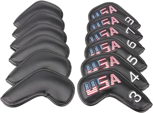 Miniatura 4 de Cubiertas de cabeza de cuña de hierro para club de golf de Estados Unidos de cuero negro para todas
