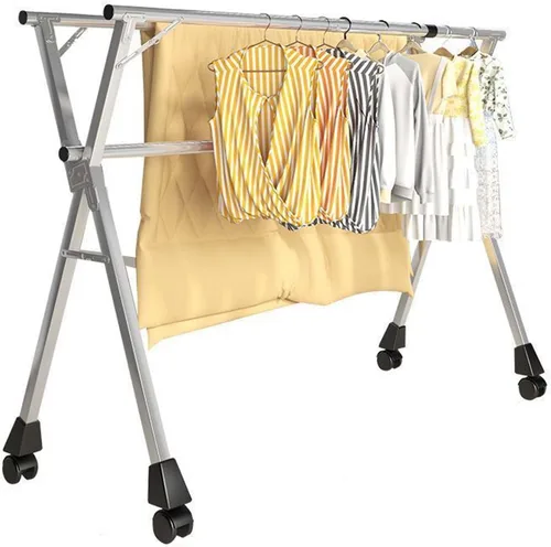 HUHJYUGE Estante de secado de ropa plegable, estante de lavandería con ruedas, estante de ropa resistente, soporte plegable para ahorrar espacio,
