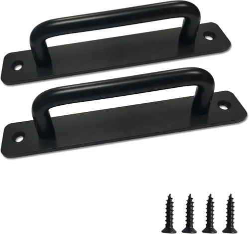 Paquete de 2 manijas de gabinete negras de 5.8 pulgadas con placa base, tiradores de gabinete de aleación de aluminio, tiradores de cajón, manijas