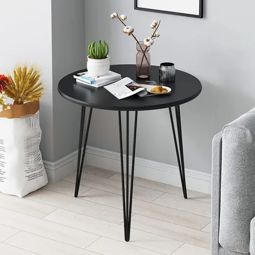 Miniatura 2 de Mesa de Centro - Mesa de centro redonda pequeña con trípode de metal, mesa auxiliar nórdica simple, mesa auxiliar de sofá de mesa de MDF para sala