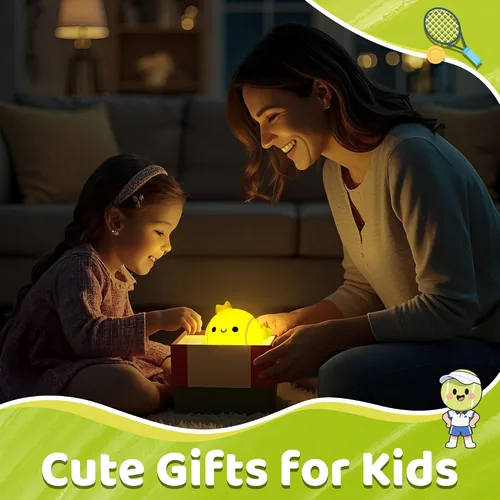 Miniatura 6 de Attivilife Luz Nocturna de Tenis, Regalos de Pelota de Tenis para Niños, Lámpara LED Táctil Regulable Recargable para Decoración de Guardería y Mesa