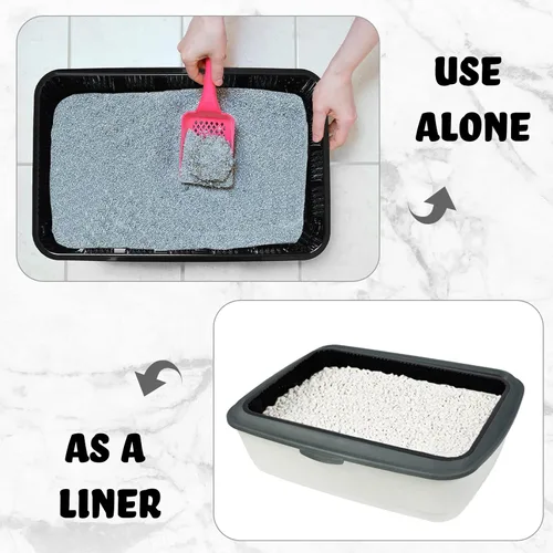 Miniatura 6 de Tessco for you Paquete de 60 cajas de arena desechables para gatos, bandejas de plástico reciclables para viajes de mascotas, 16.7 x 10.5 x 3.4 Negro
