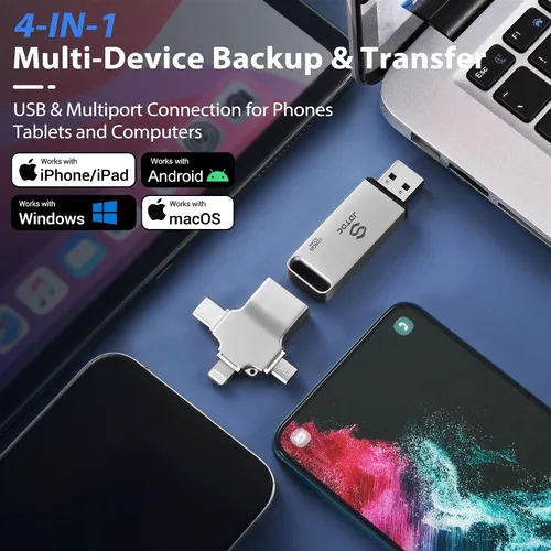 Miniatura 2 de Photo-Stick 512 GB todo en uno de almacenamiento de copia de seguridad de fotos y videos para iPhone, Android, Mac y PC