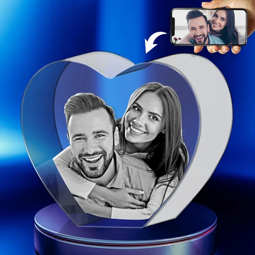 Foto de cristal 3D, regalos grabados de aniversario, corazón grabado con imagen, personalizado con cualquier foto para cada ocasión, imagen 3D láser
