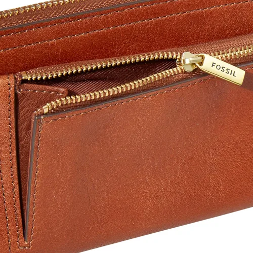 Miniatura 3 de Fossil Logan RFID - Cartera de piel con cierre para mujer con correa de muñeca
